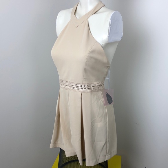 Forever21 Beige Halter Open Back Mini Romper Size S - Picture 4 of 12